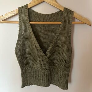 Olive Green Knit Crop Top